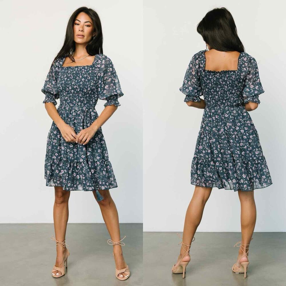 Baltic Born Navy Blue Floral Mini Dress